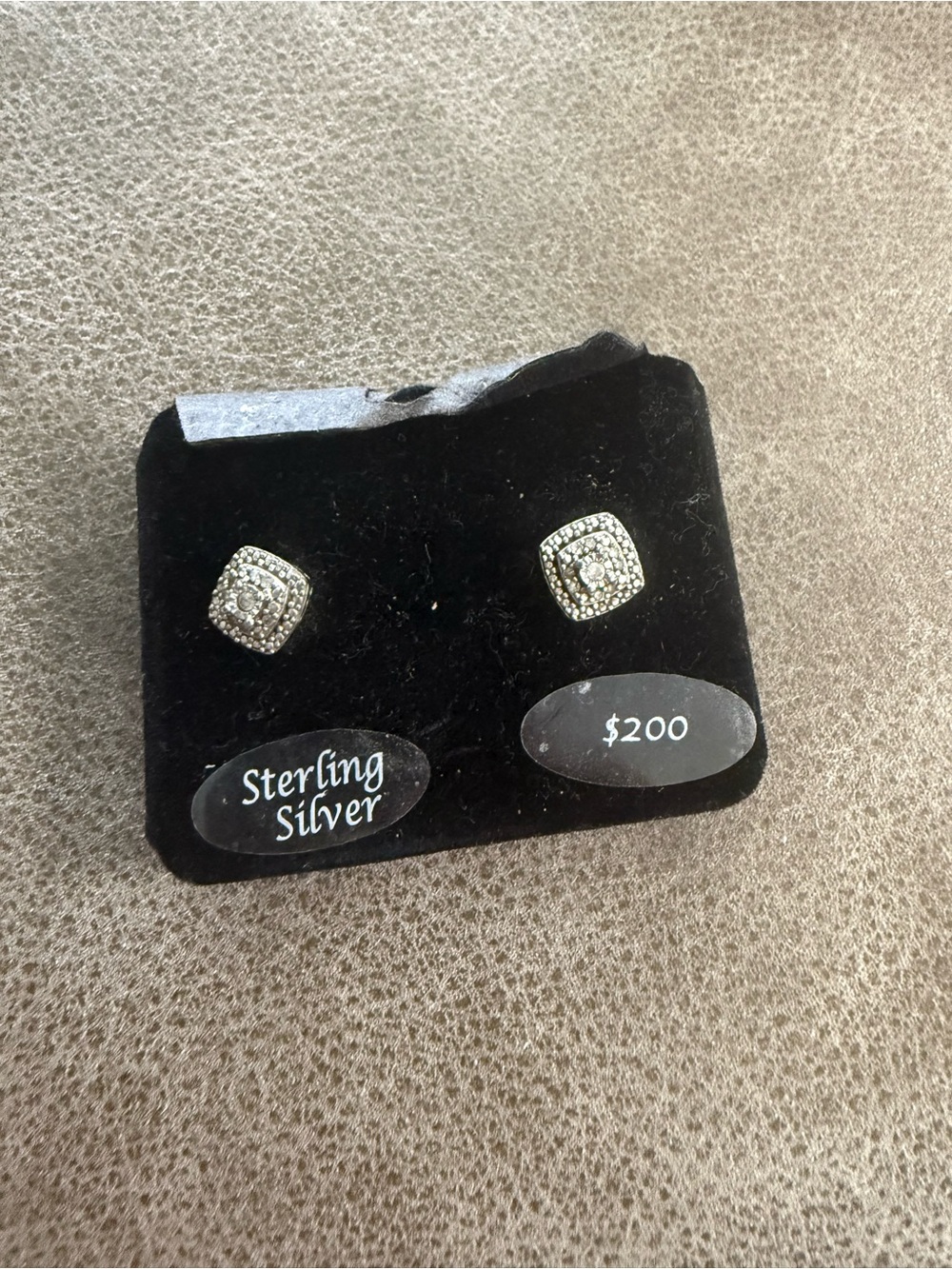 Macy's Silver-Tone Square Halo Stud Earrings with Clear Crystals